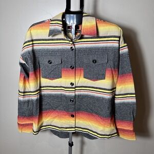Womens Rock & Roll Boxy Shacket Serape Stripe Size Med Southwestern Cowgirlcore